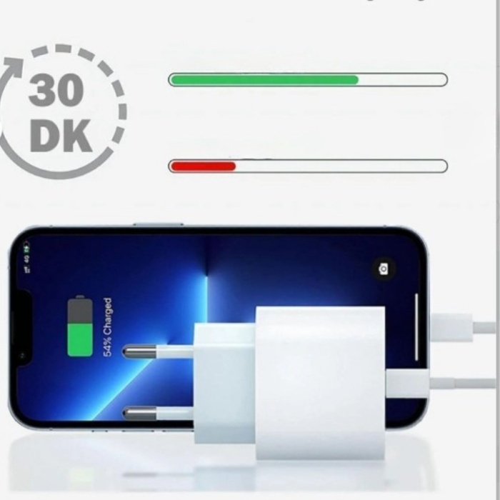 25W iPhone Uyumlu Hızlı Şarj Adaptörü ve Type-C Lightning Kablo Seti - Hızlı ve Güvenli Şarj Çözümü